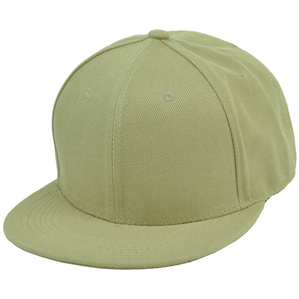 Khaki Blank Plain Solid Double Snapback 
