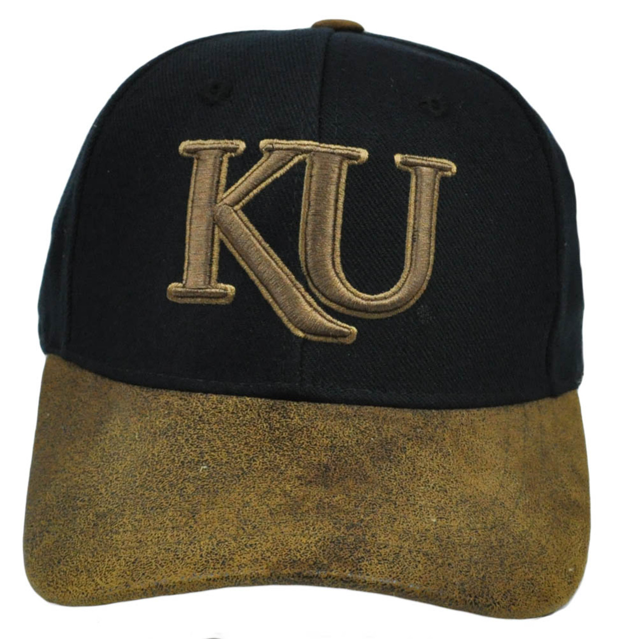 NCAA Fonz - Curved Suede Bill Adjustable Velcro Jayhawks Hat Faux Kansas Store Cap Licensed