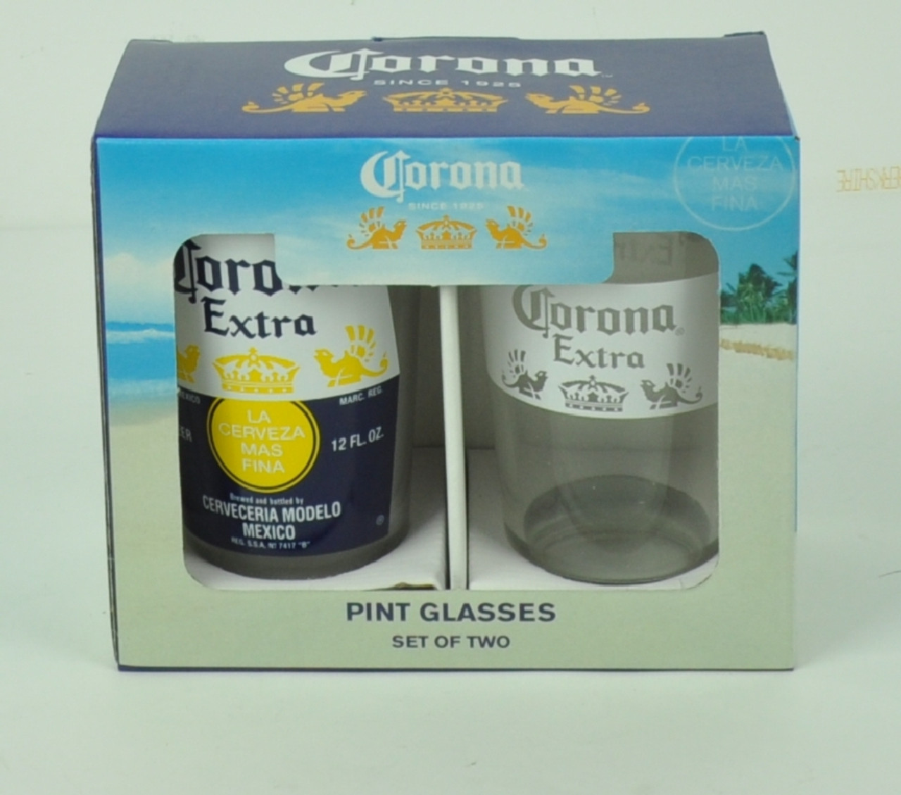 CORONA EXTRA Beer Glasses: SET OF 2, LA CERVEZA