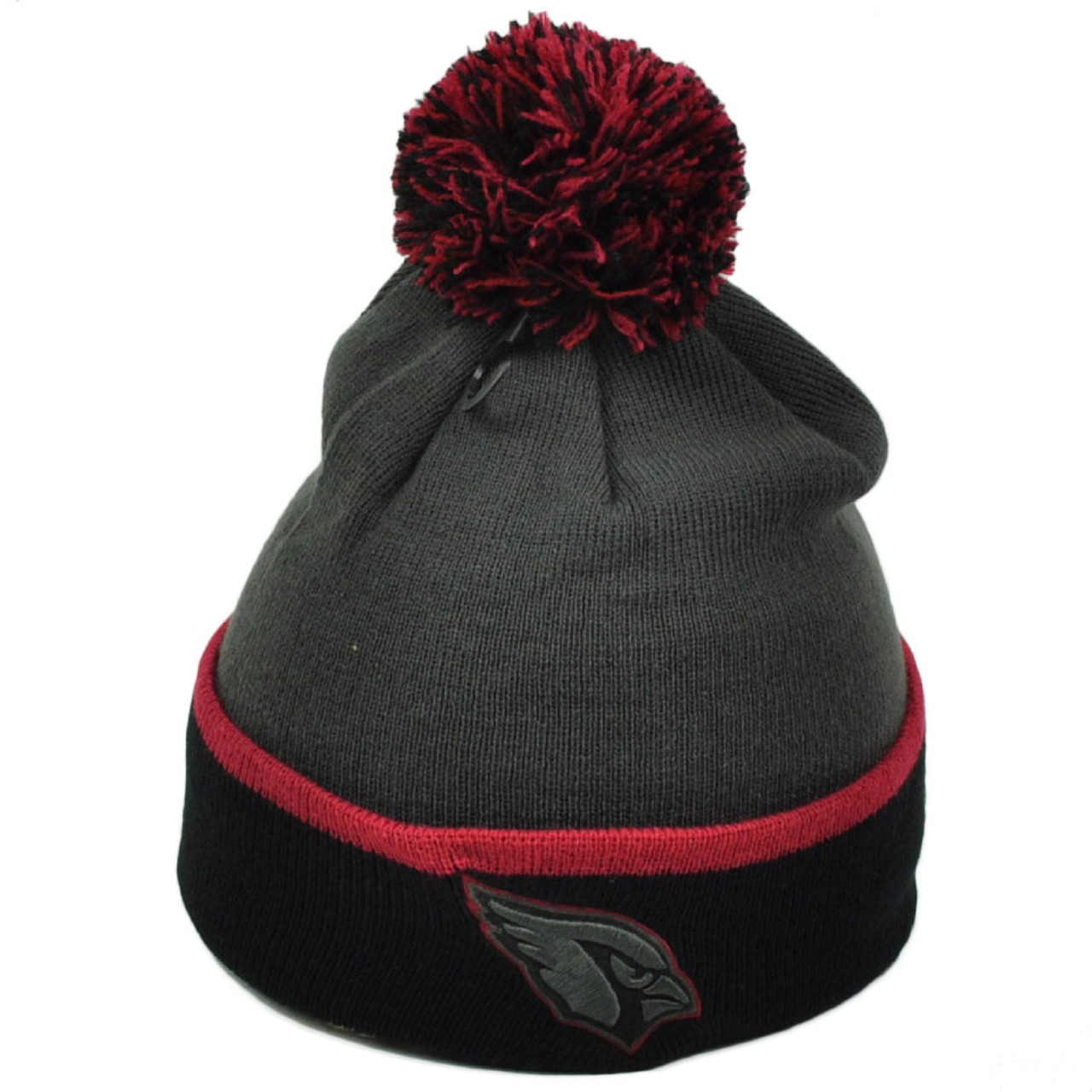 Nfl Arizona Cardinals Gray Black Knit Beanie Cuffed Winter Hat