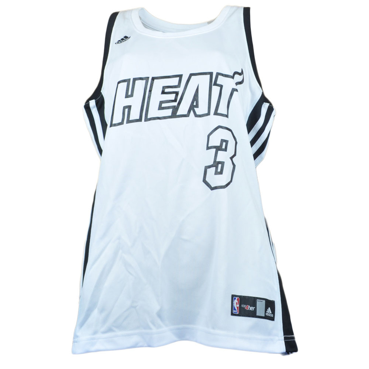 NBA Adidas Miami Heat Dwyane Wade #3 Jersey White Tank Top