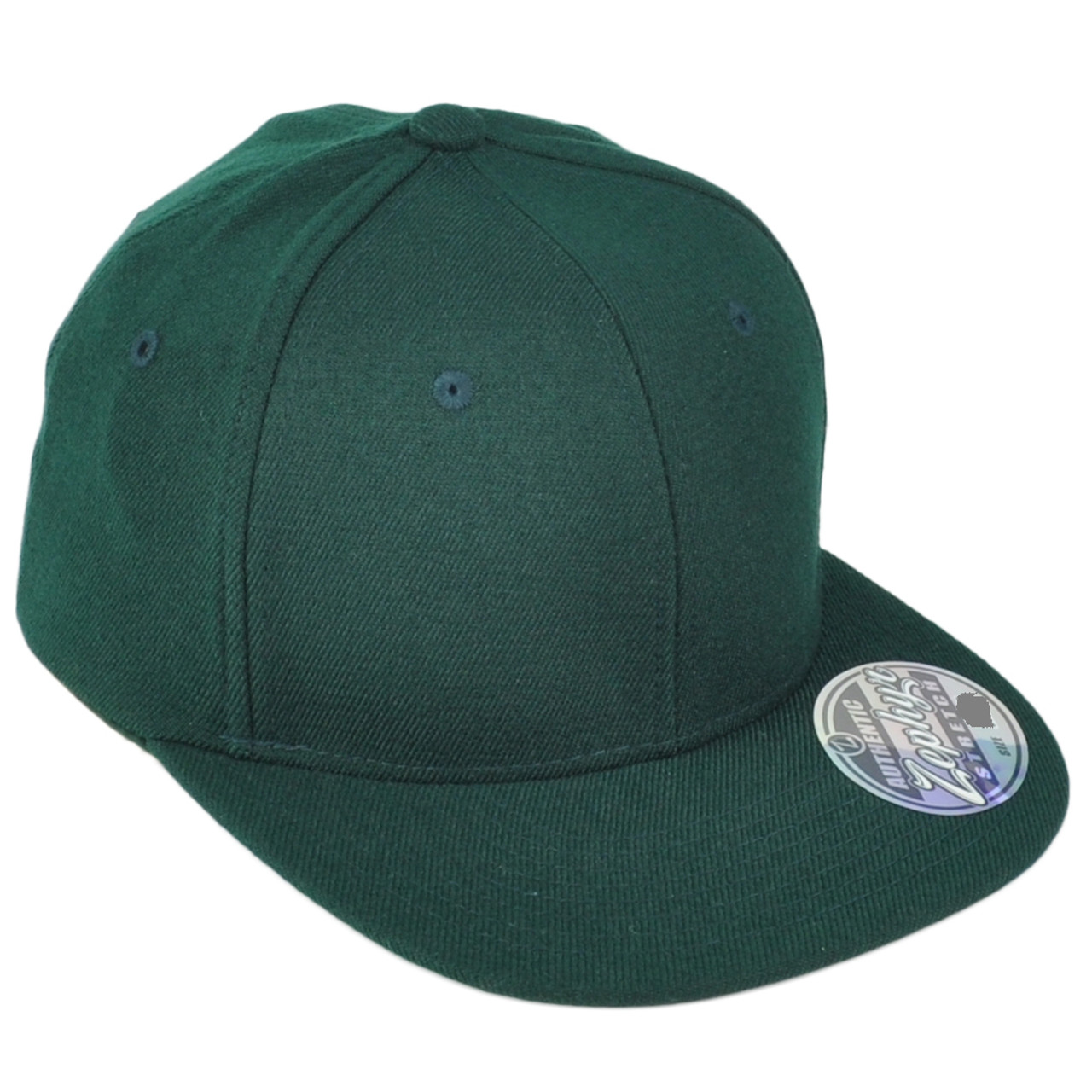 Zephyr Dark Forest Green Flex Fit Medium/Large Flat Bill Blank Stretch Hat  Cap - Cap Store