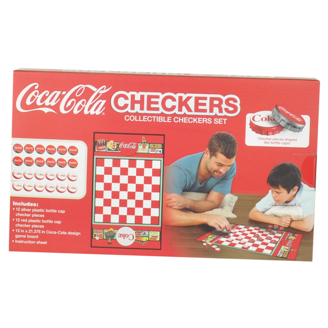 Masterpieces Coca Cola Collectible Checkers Set Board Game Family Fun  Bottle Cap