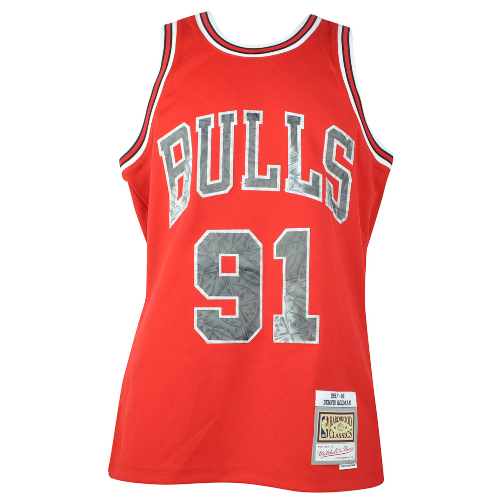 NBA Chicago Bulls Dennis Rodman 91 1997-98 Red Swingman Jersey