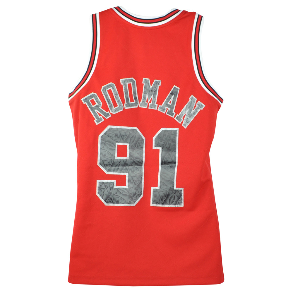 NBA Chicago Bulls Dennis Rodman 91 1997-98 Red Swingman Jersey