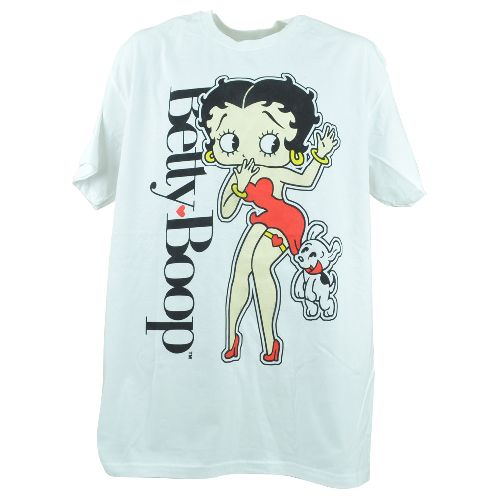 Betty Boop Cartoon Film White Short Sleeve Crew Neck Adults Men