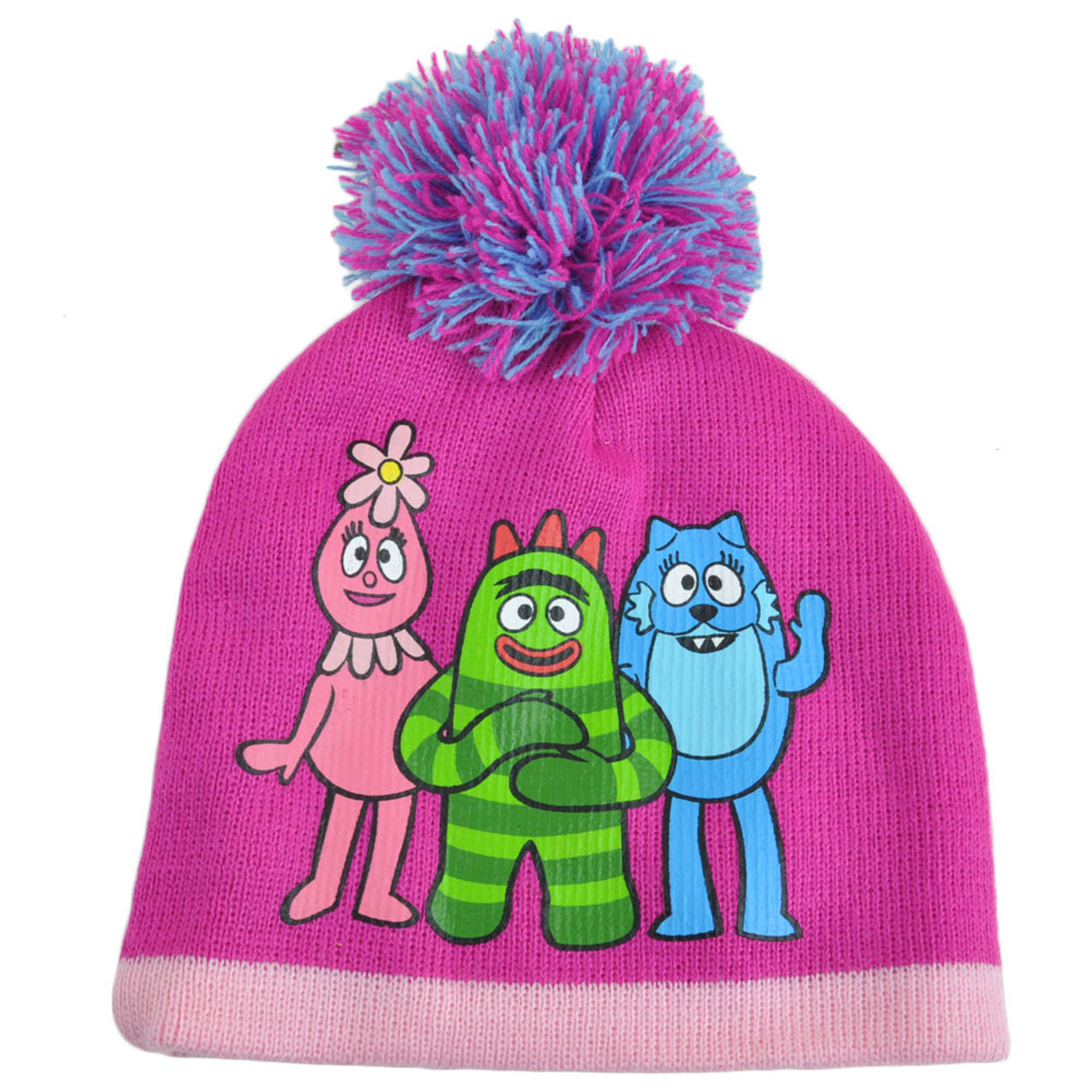 Yo Gabba Gabba Foofa Toodee Brobee Youth Girls Beanie Knit Pom Pom