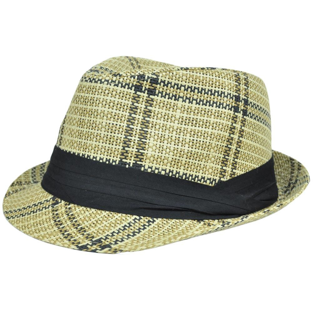 Fedora Trilby Ribbon Bow Plaid Hat 