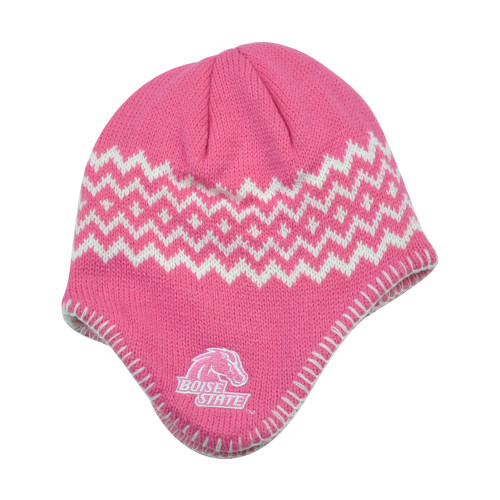 NCAA Boise State Broncos Chalet Ear Flap Toddler Girls Knit Beanie Toque Pink 
