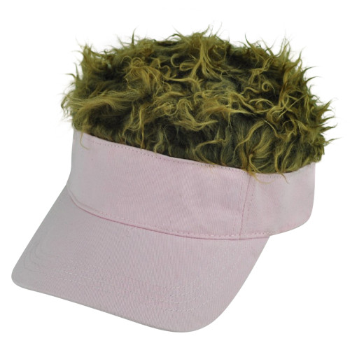 Plain Pink Brown Faux Fur Flair Hair Women Ladies Adjustable Visor Hat Sun Cap 