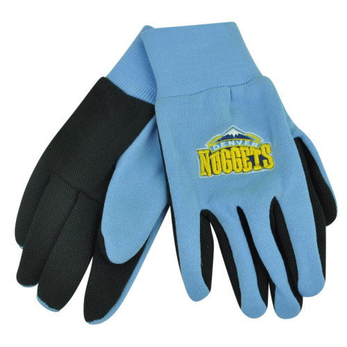 NBA Denver Nuggets Utility Gloves Work One Size Blue Textured Palms College Blk