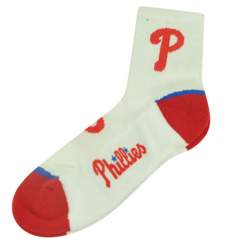 MLB Philadelphia Phillies Mens Large 8-13 Socks Ankle White Spirit Game Fan Logo