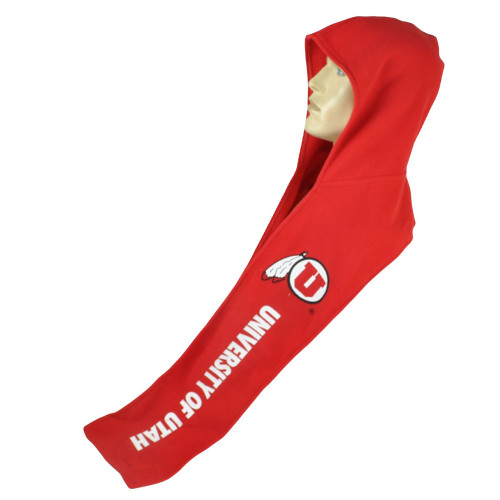 NCAA Utah Utes Fleece Hooded Scarf  Winter Warmth Game Fan Red Accesories