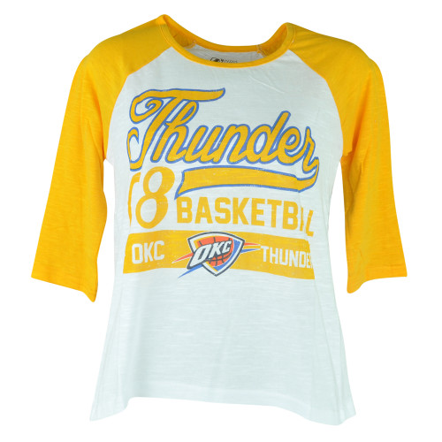 NBA UNK Oklahoma City Thunder Women Ladies Baseline 3 Quarter Sleeve Tee