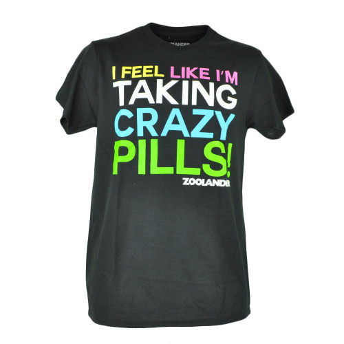 Zoolander I Feel Like Taking Crazy Pills Drugs Black Men Tshirt Tee Adult 