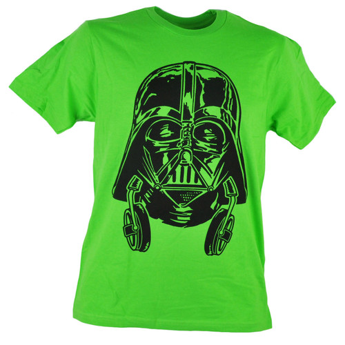 Fifth Sun Star Wars Darth Vader Headphones Neon Green Movie Tshirt Tee 