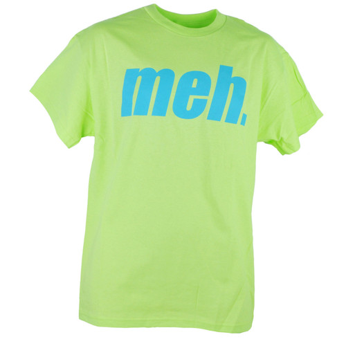 Urban Pipeline Meh Indifference Me Neon Green Mens Adult Text Tshirt Tee 