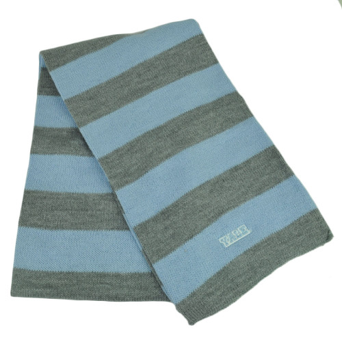 NCAA Yale Bulldogs Striped Scarf Womens Ladies Gray Baby Blue Winter Two Tone 