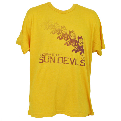 NCAA Arizona Sun Devils Tshirt Tee Yellow Short Sleeve Mens Repeat Logo Crew