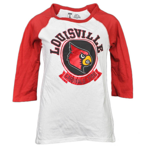 NCAA Louisville Cardinals 1798 Foil Logo Mid Sleeve Tshirt Tee Womens Adult