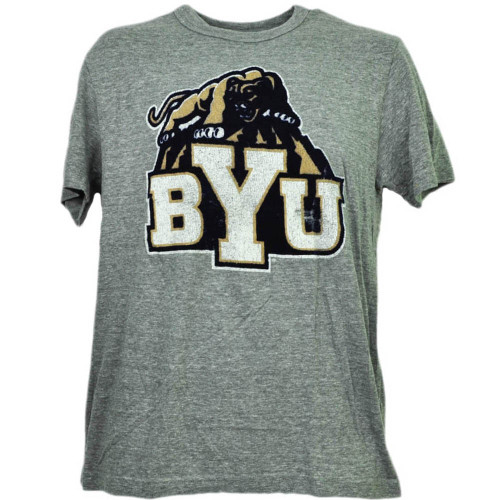 NCAA Brigham Young Cougars Felt Logo Tshirt Tee Short Sleeve Mens Adult Sports