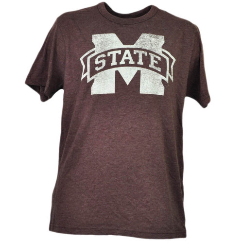 NCAA Mississippi State Bulldogs Burgundy Tshirt Tee Mens Short Sleeve Crew Neck 