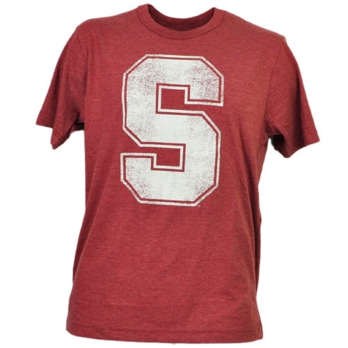 NCAA Stanford Cardinals Distressed Logo Tshirt Tee Burgundy Mens Adult Sports 