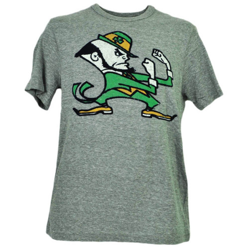 NCAA Notre Dame Fighting Irish Felt Logo Tshirt Tee Mens Adult Short Sleeve Gry