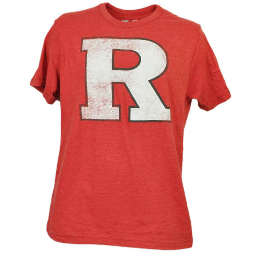 NCAA Rutgers Scarlet Knights Reds Mens Adult Short Sleeve Distressed Logo Sports