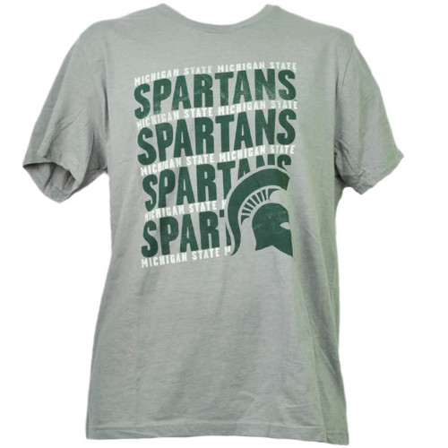 NCAA Michigan State Spartans Large Repeat Logo Gray Mens Tshirt Tee Sports   