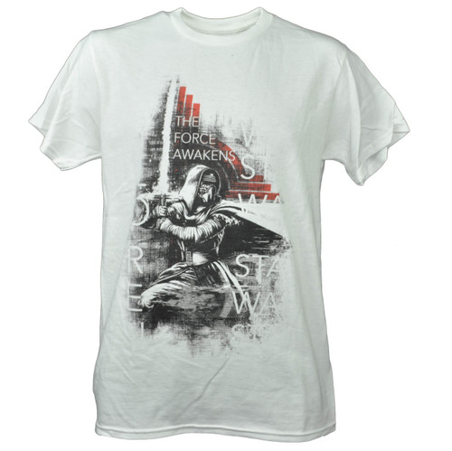 Disney Star Wars The Force Awakens White Tshirt Tee Movie Mens Kylo Ren Cotton