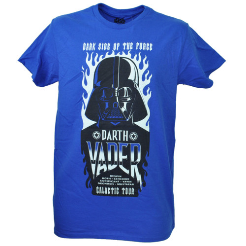 Disney Star Wars Dark Side of The Force Darth Vader Blue Tshirt Tee Mens Movie