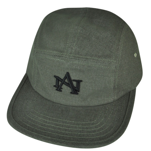 American Needle Logo Clip Buckle Hat Cap Gray Relaxed Brand Flat Bill Adjustable