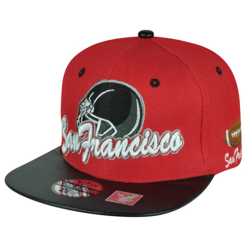 Black Eagles San Francisco Cali Football Red Snapback Black Flat Bill Hat Cap