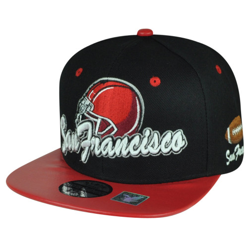 Black Eagles San Francisco Cali Football Black Snapback Red Flat Bill Hat Cap