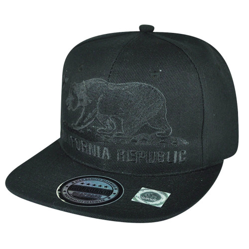 California Republic Cali Bears Solid Flag Logo Plain Snapback Flat Bill Hat Cap