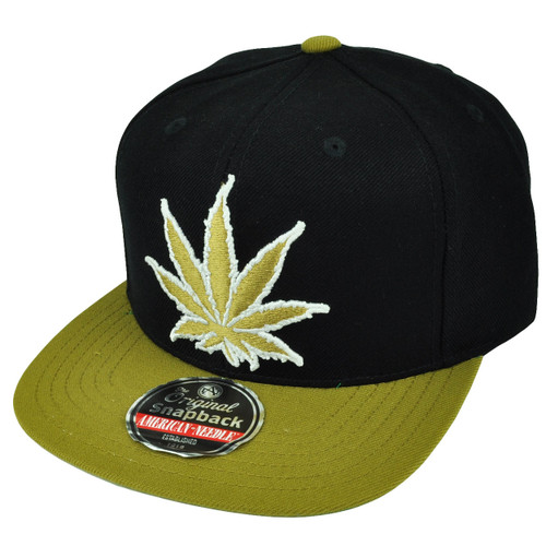 Weed Marijuana Snapback Smoke Cannabis Black Mile High Hat Cap Ganja Leaf Herbs