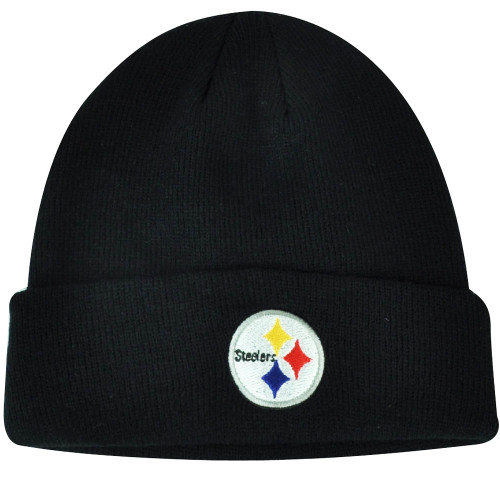 NFL Team Apparel Pittsburgh Steelers Black Knit Beanie Cuffless