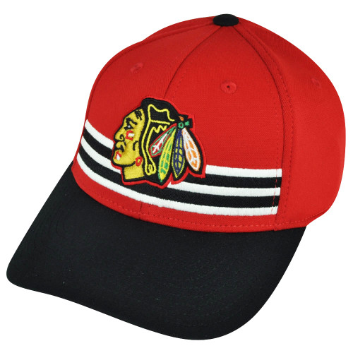 NHL American Needle Chicago Blackhawks Flex Fit Stripes Red Large Hat Cap Stretch