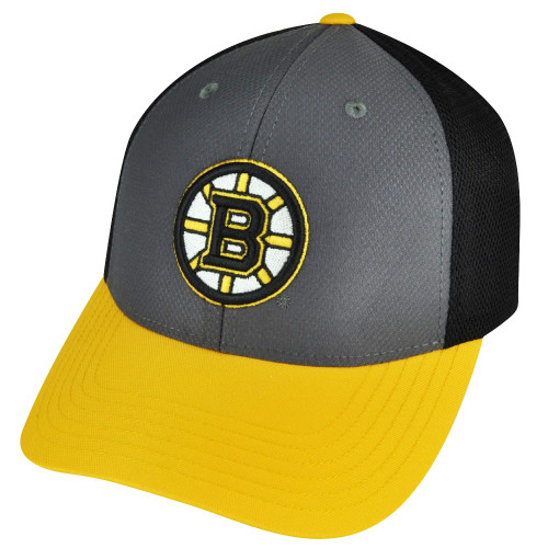 NHL American Needle Boston Bruins Snapback Hat Cap Gray Yellow Breathable Mesh 