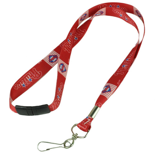 MLB Philadelphia Phillies Detachable Clip Key Chain Landyard ID Badge Holder Red
