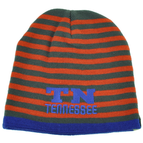 Tennessee State Knit Beanie Salle Striped Cuffless Gray Hat Winter Blue Orange