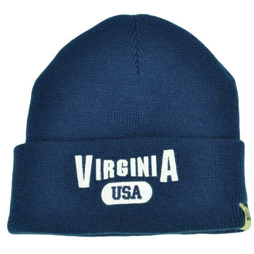 Virginia USA Mother of State Navy Beanie Knit Kirk Wood Cuffed Winter Acrylic