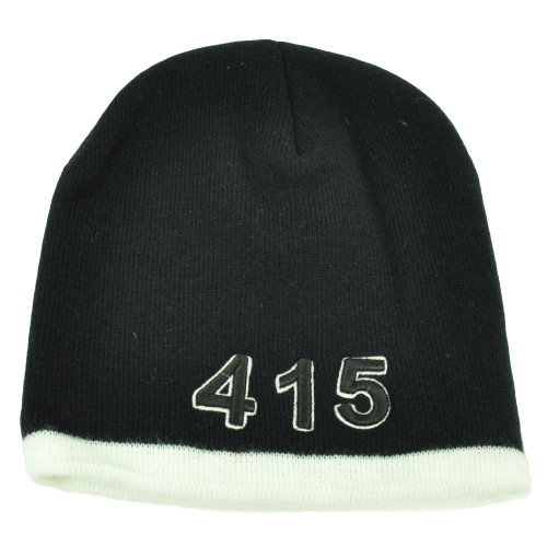 San Francisco Frisco 415 Knit Beanie Black White California Cali City Cuffless 