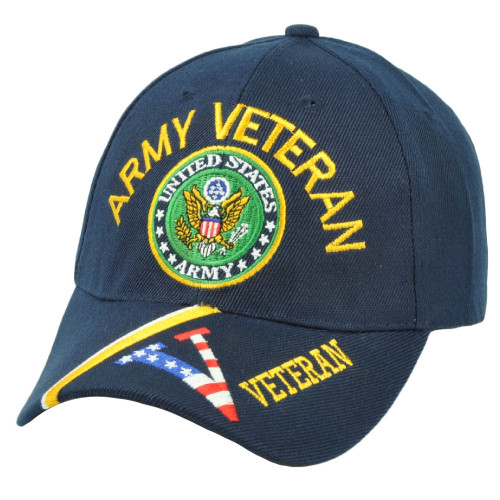 United States Army Veteran Vet Strong Navy Adjustable Hat Cap Military Striped 