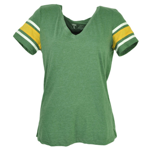 Blank Green V Neck Tshirt Tee Womens Ladies Striped Short Sleeve Plain Solid 