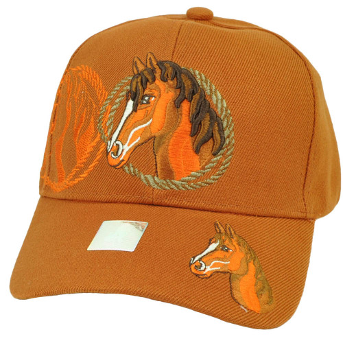 Rope Horse Riding Race Rodeo Animal Mustang Adjustable Hat Cap Burnt Brown Steed