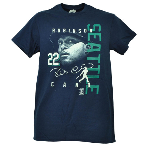 Seattle Mariners Robinson Cano 22 Player Signature Navy Tshirt Tee Short Sleeve