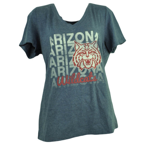 NCAA Arizona Wildcats Repeat Logo Womens Vneck Tshirt Tee Navy Blue Short Sleeve