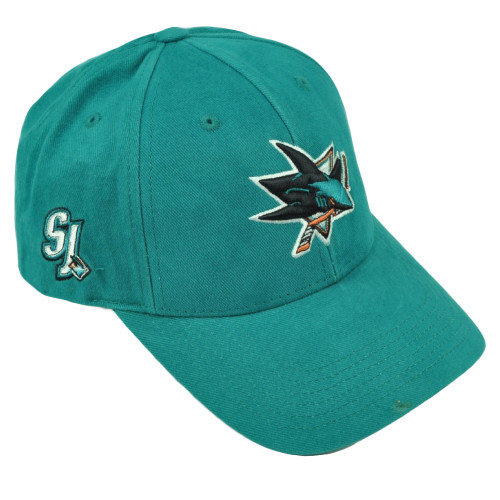 NHL San Jose Sharks SJ Adjustable Hat Cap Hockey Curved Bill Turquoise Headgear